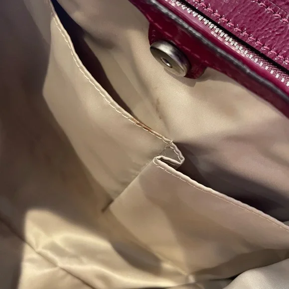 ~RARE Coach Maggie Mia Patent Cranberry Red Leather Handbag Tote Hobo Purse~